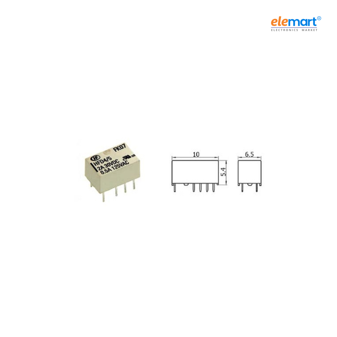 Hongfa HFD4/5 0.5A 5VDC Subminiature PCB Through Hole Signal Relay