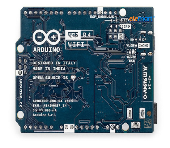 Official Arduino UNO EK (एक) R4 Minima Made in India | 48 MHz Arm Cortex-M4 processor USB 2.0 USB-C UART SPI I2C CAN 256 kB Flash Memory 14 PIN GPIO.