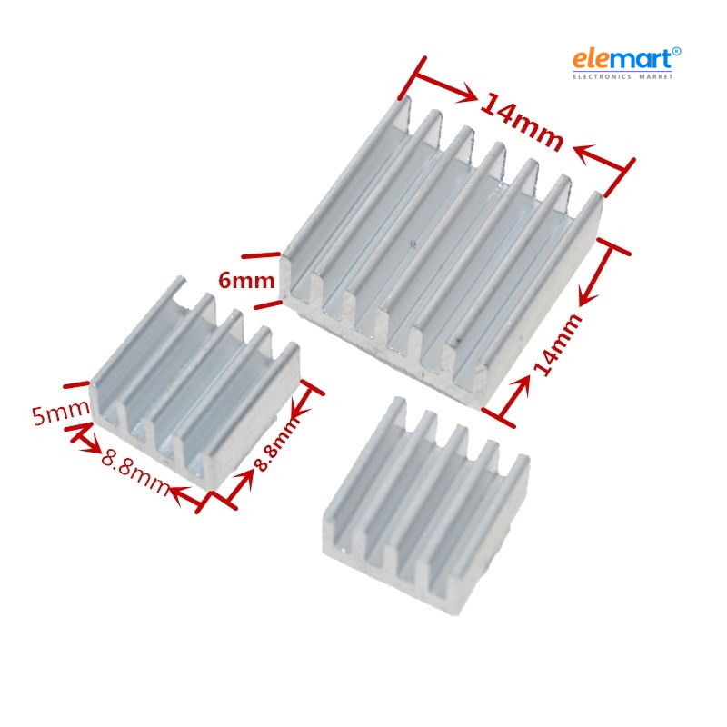 3 in 1 Aluminum Heat Sink Set for Raspberry Pi ¾