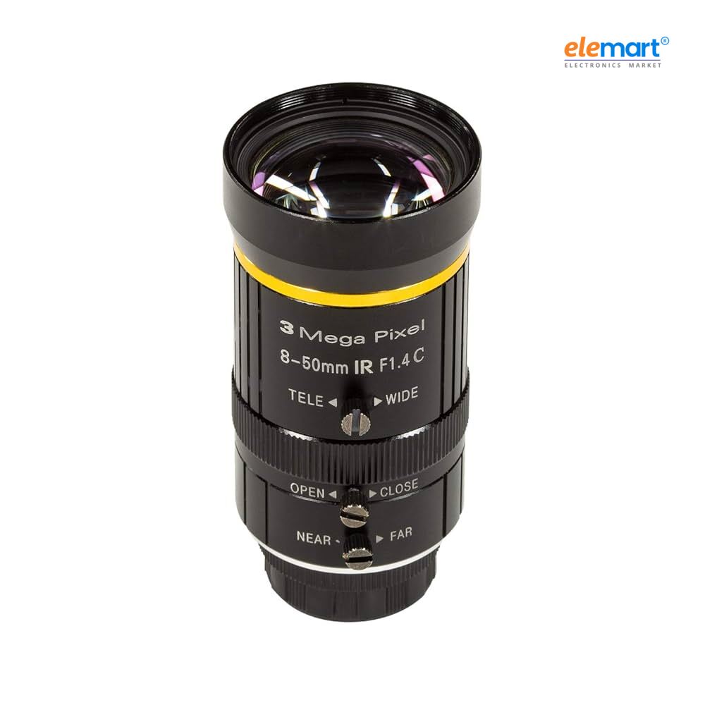 Arducam 8mm CS Mount Lens for Raspberry Pi HQ Camera with Manual Focus and Adjustable Aperture