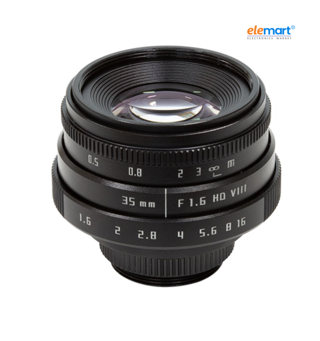 Arducam 35mm F1.6 Mirrorless C-Mount Lens for Raspberry Pi HQ Camera, with C-CS Adapter