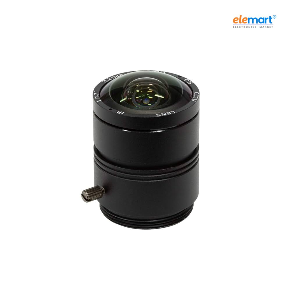 Arducam LN051 CS Lens for Raspberry Pi HQ Camera, 120 Degree UltraWide Angle CS-Mount Lens, 3.2mm Focal Length with Manual Focus