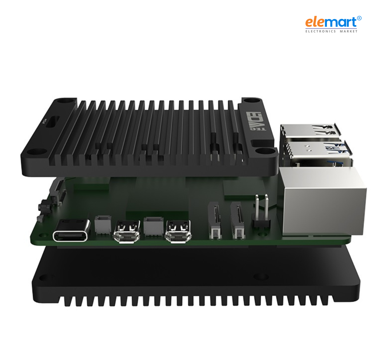 EDATEC Raspberry Pi5 Passive Cooling Open CNC Case, black