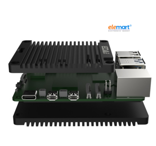 EDATEC Raspberry Pi5 Passive Cooling Open CNC Case, black