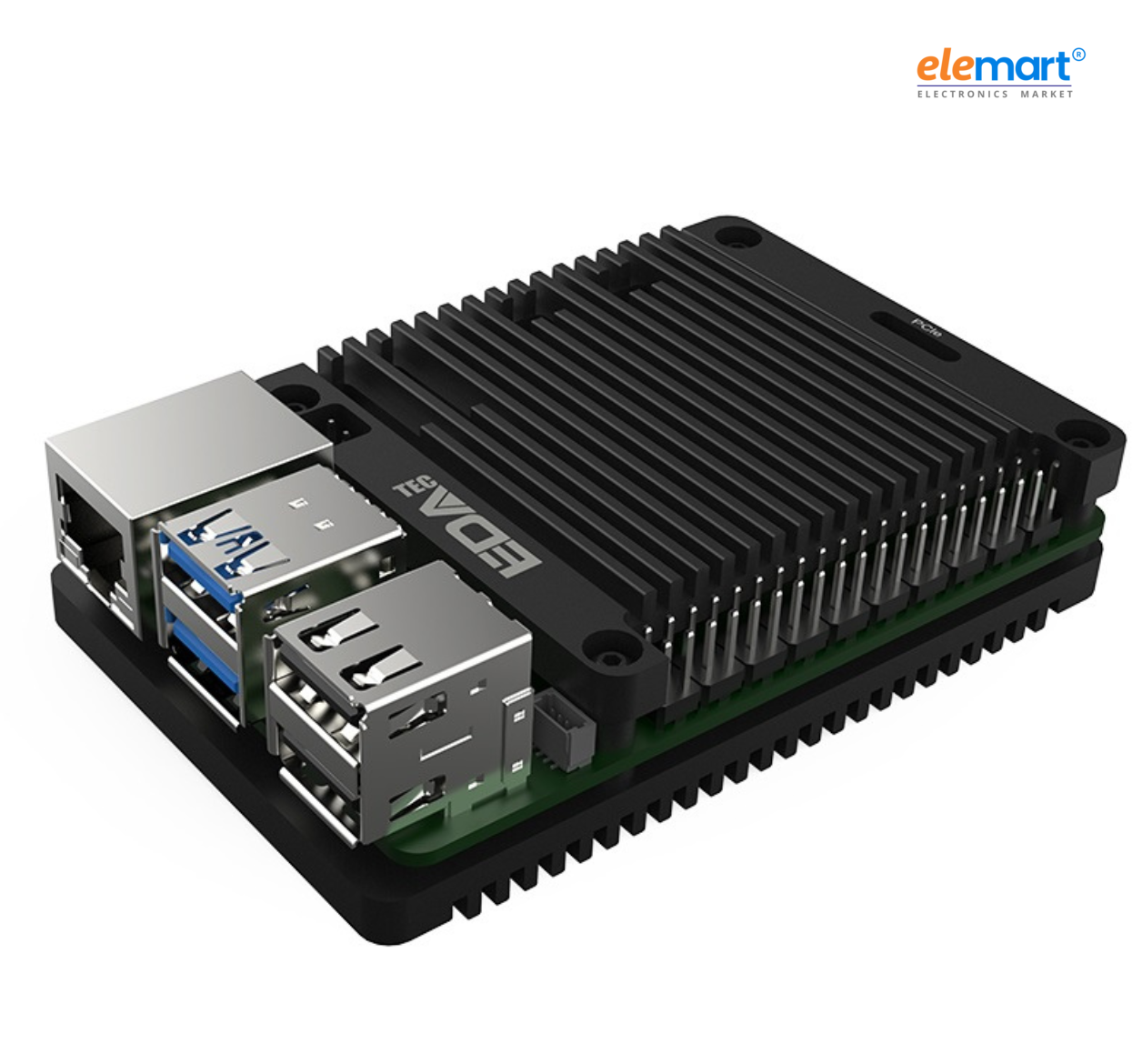 EDATEC Raspberry Pi5 Passive Cooling Open CNC Case, black