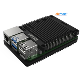 EDATEC Raspberry Pi5 Passive Cooling Open CNC Case, black