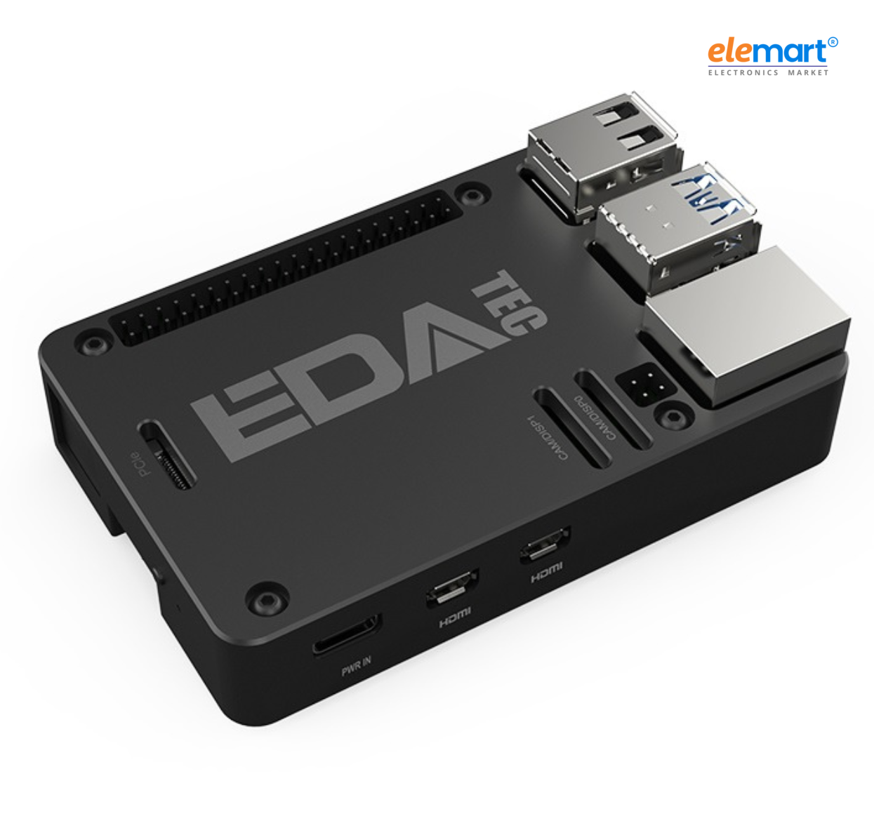 EDATEC Raspberry Pi 5 Passive Cooling CNC Box Black
