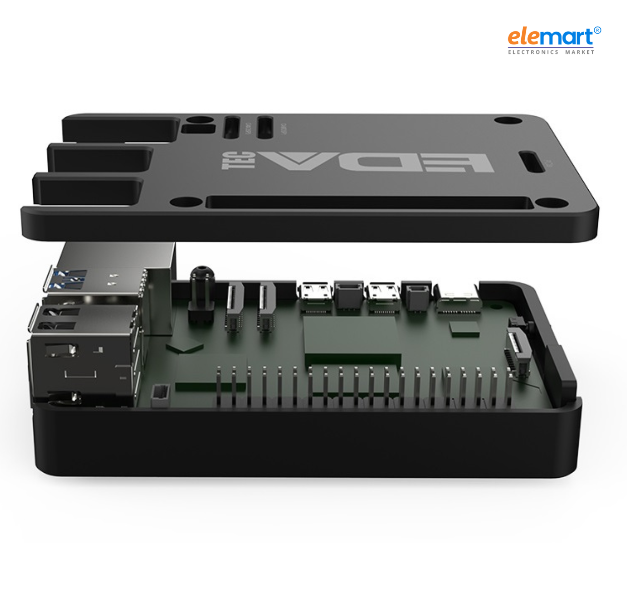 EDATEC Raspberry Pi 5 Passive Cooling CNC Box Black