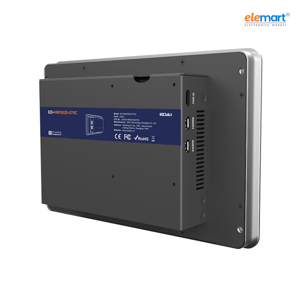 EDATEC ED-HMI3020-070C-04001-P 7.0-inch Industrial HMI Based on Raspberry Pi 5 Audio input & output,RS232 & 485, with 128G SSD,with Pi5 4GB, with PoE