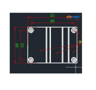EDATEC CM4 Cooler, 55x40x13.5MM, Black Aluminum with 1.5mm & 3mm Screws