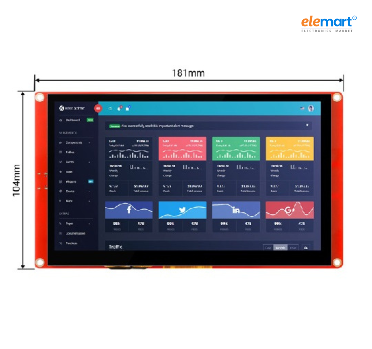 ELECROW ESP32 display 7.0 Inch HMI Display 800×480 RGB TFT LCD Touch Screen Compatible with Arduino/LVGL/PlatformIO/ Micropython Without Acrylic Case