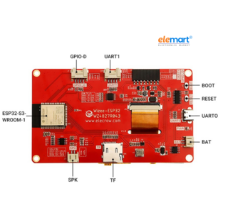 ELECROW ESP32 display-4.3 Inch HMI Display 480×272 RGB TFT LCD Touch Screen Compatible with Arduino/LVGL/PlatformIO/ Micropython Without Acrylic Case