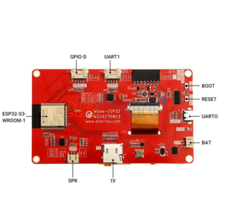 ELECROW ESP32 display-4.3 Inch HMI Display 480×272 RGB TFT LCD Touch Screen Compatible with Arduino/LVGL/PlatformIO/ Micropython Without Acrylic Case
