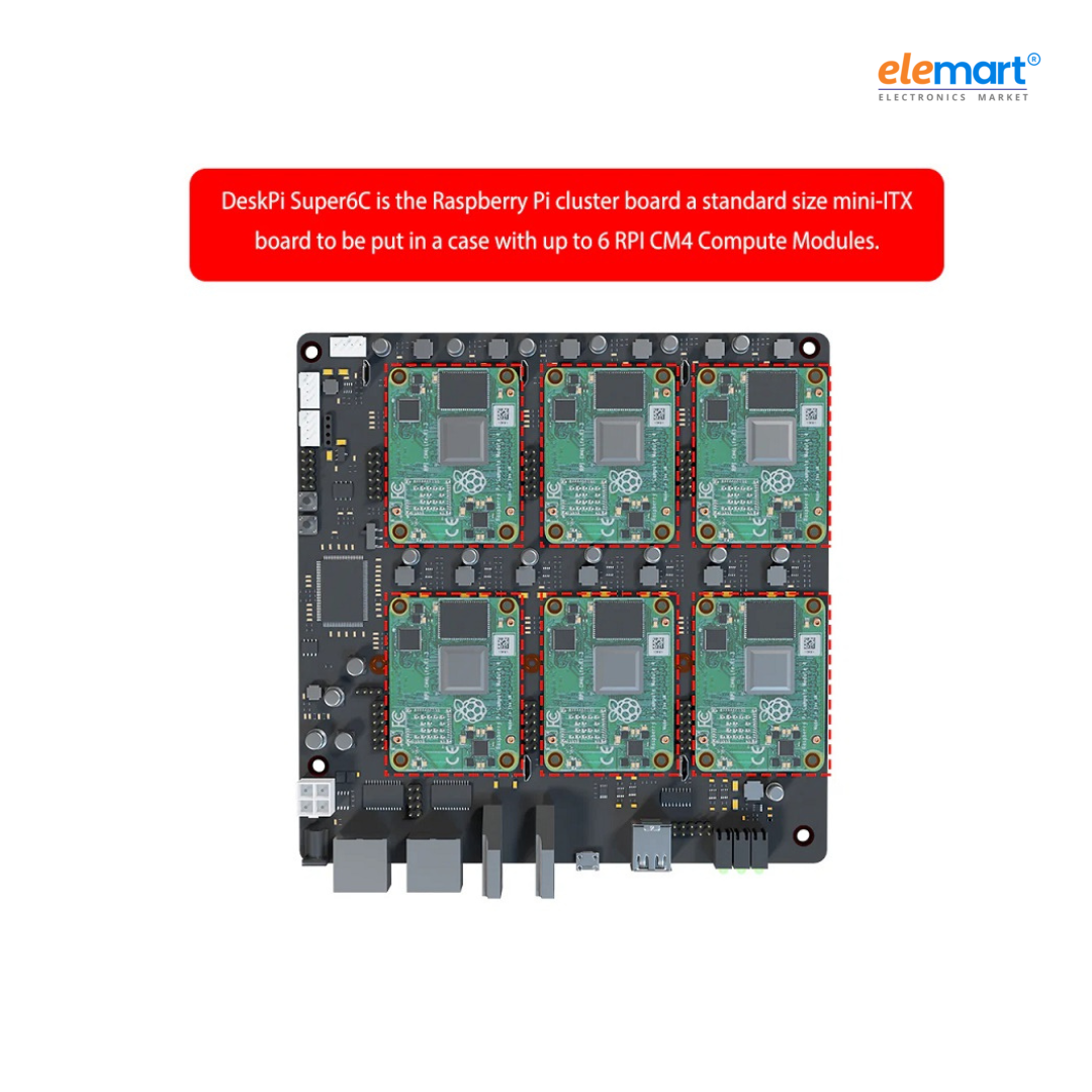 DeskPi Super6C Cluster Mini-ITX board for Raspberry Pi CM4 & CM5
