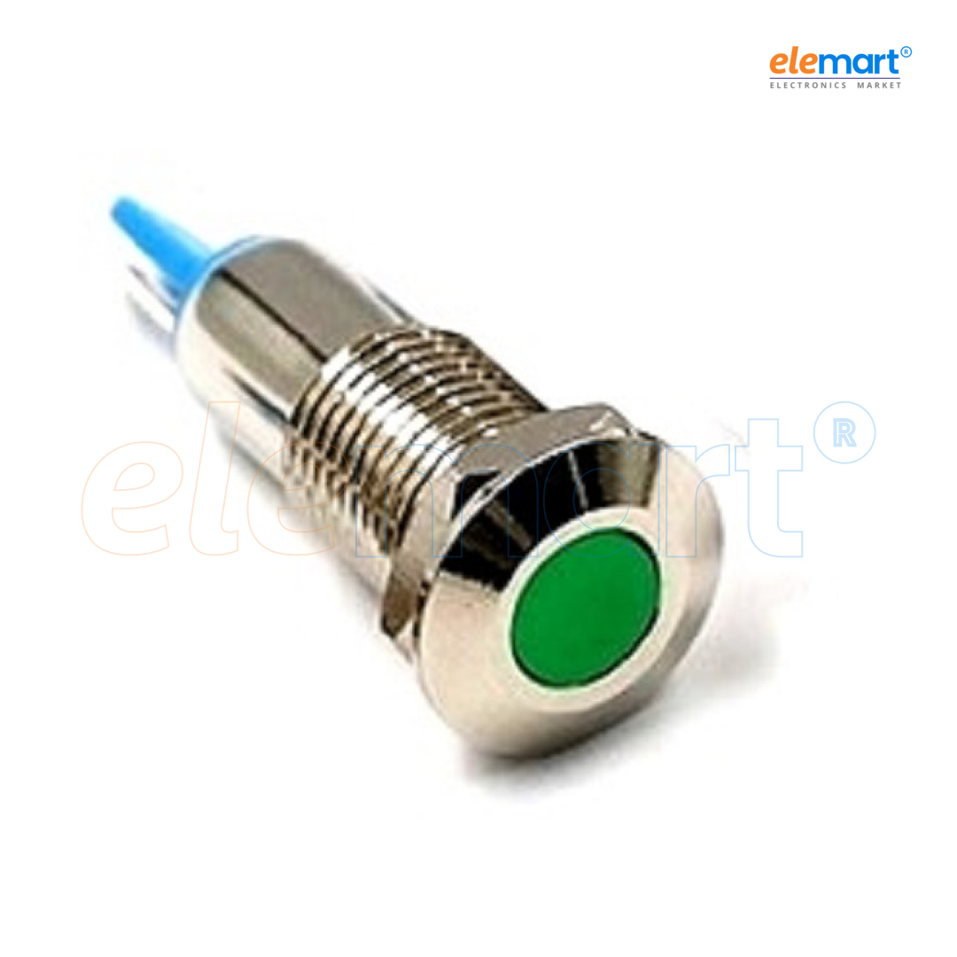 Green 8mm LED Metal Indicator Light (10-24V)