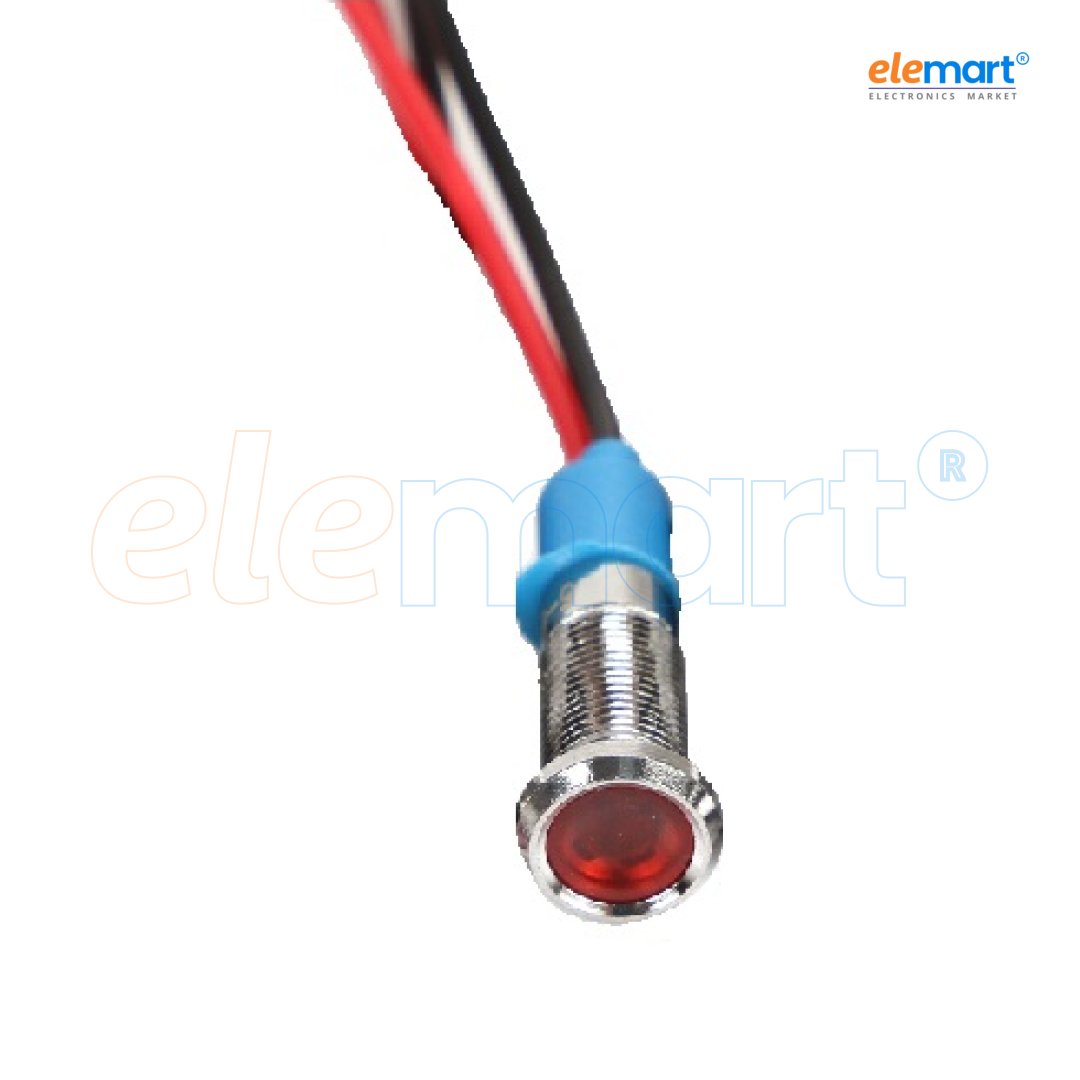 Red 6mm LED Metal Indicator Light with 15CM Cable (10-24V)