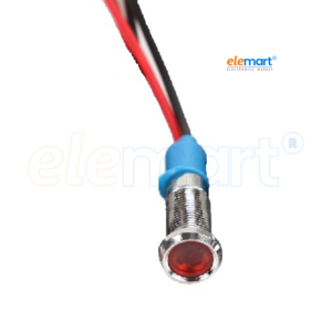 Red 6mm LED Metal Indicator Light with 15CM Cable (10-24V)