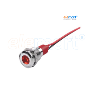 Red 10-24V 8mm LED Metal Indicator Light with 15CM Cable
