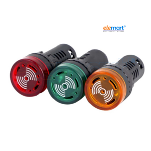 Red 16mm LED Signal Indicator with Built-in Buzzer (AC/DC 24V, AD16-16SM)