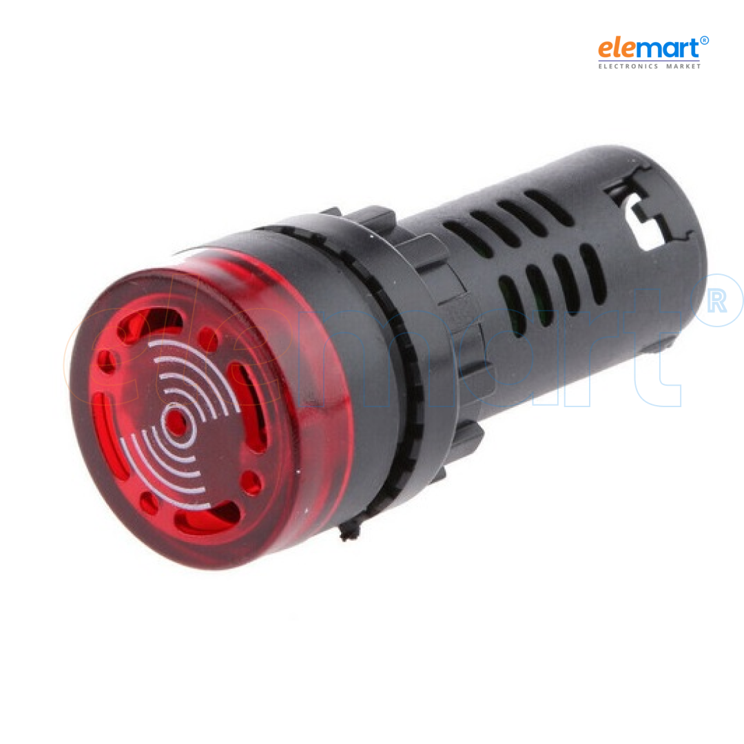 Red 16mm LED Signal Indicator with Built-in Buzzer (AC/DC 24V, AD16-16SM)