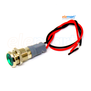 Green 10-24V 10mm LED Metal Indicator Light with 15CM Cable