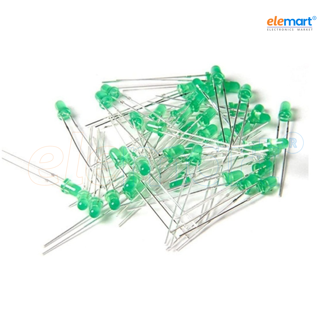 3mm Round DIP LED Green in Green