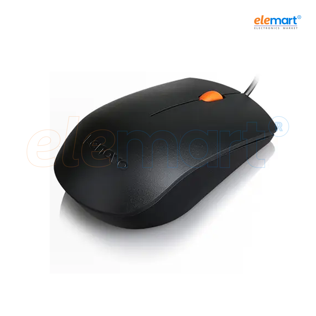 Lenovo 300 Wired USB Optical Mouse (Ambidextrous, USB 2.0, Black)