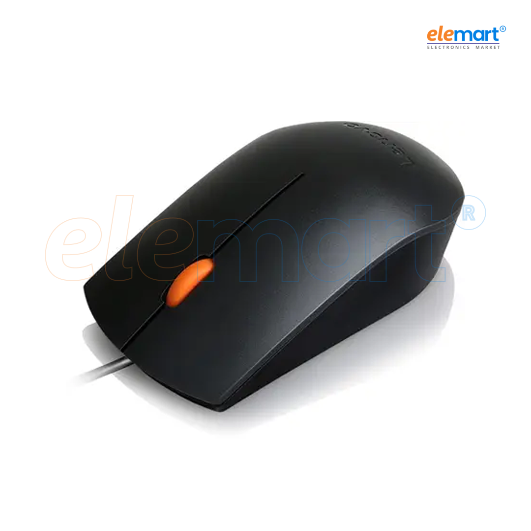 Lenovo 300 Wired USB Optical Mouse (Ambidextrous, USB 2.0, Black)