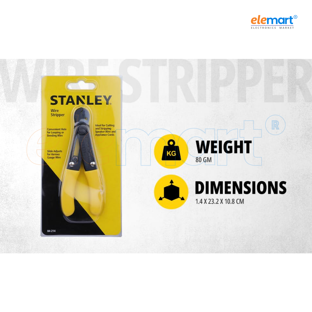 STANLEY 84-214-22 Wire Stripper, 130mm/5.25'' – Strips Wires (0.5mm-4mm), Looping/Bending Hole, Ideal for Speaker & Appliance Cords