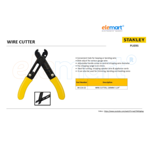 STANLEY 84-214-22 Wire Stripper, 130mm/5.25'' – Strips Wires (0.5mm-4mm), Looping/Bending Hole, Ideal for Speaker & Appliance Cords