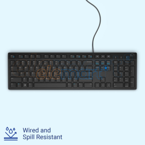 Dell KB216 Wired Multimedia Keyboard – Full-Size, USB Interface, Spill-Resistant, Chiclet Keys, Hot Keys (Volume, Mute, Play/Pause, Backward, Forward)