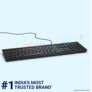 Dell KB216 Wired Multimedia Keyboard – Full-Size, USB Interface, Spill-Resistant, Chiclet Keys, Hot Keys (Volume, Mute, Play/Pause, Backward, Forward)