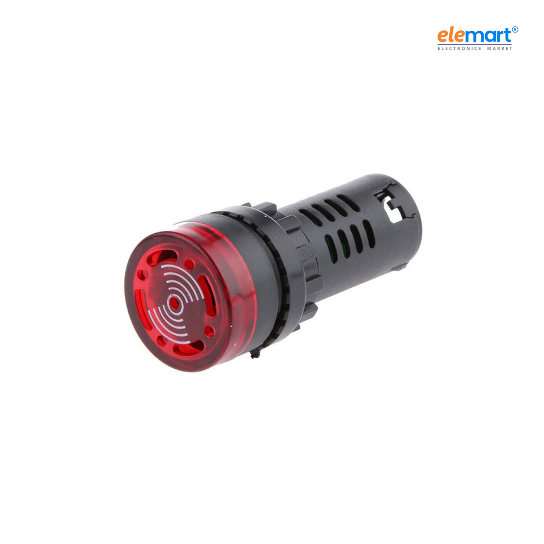 Red 16mm LED Signal Indicator with Built-in Buzzer (AC/DC 24V, AD16-16SM)