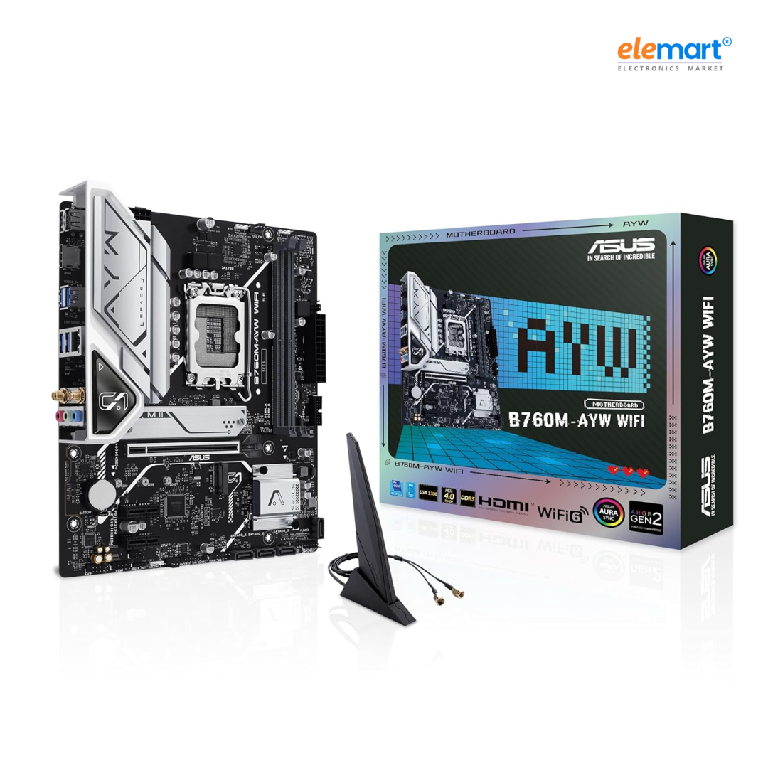ASUS B760M-AYWB Motherboard, Intel B760, 12th/13th Gen Support, DDR5/DDR4
