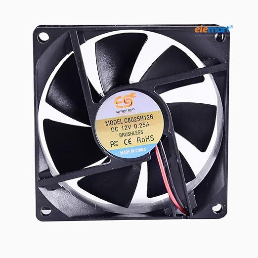 Electronicspices DC 12V Cooling Fan for PC Case CPU Cooler Radiator WITH (JST CONNECTOR)