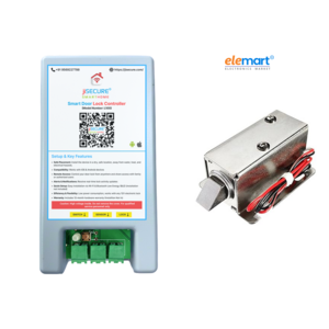 jiSECURE Smart Lock Controller with 12 volt Electric Solenoid Lock | App & Manual Button Control