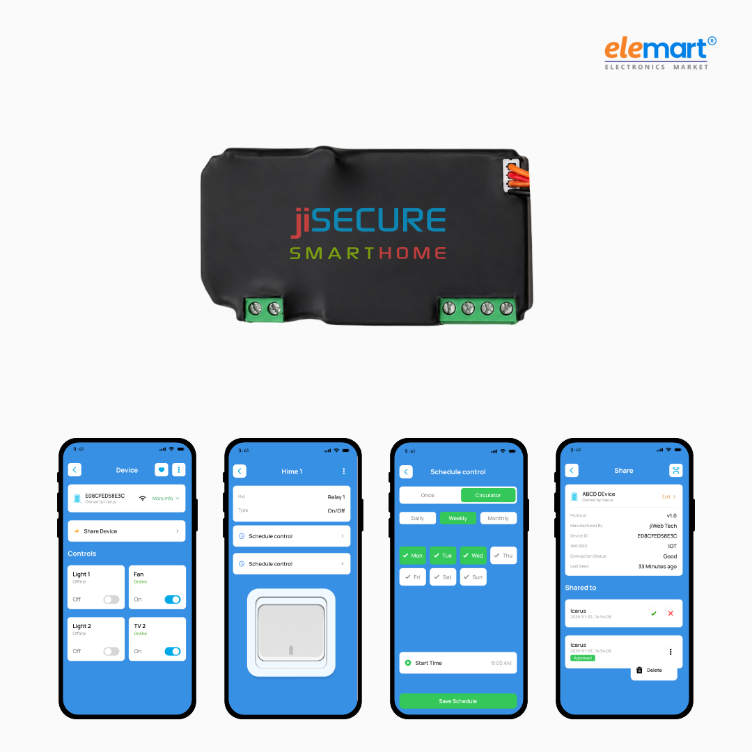 jiSECURE 4 Node Smart Switch | WiFi and Bluetooth Enabled Smart Home Controller