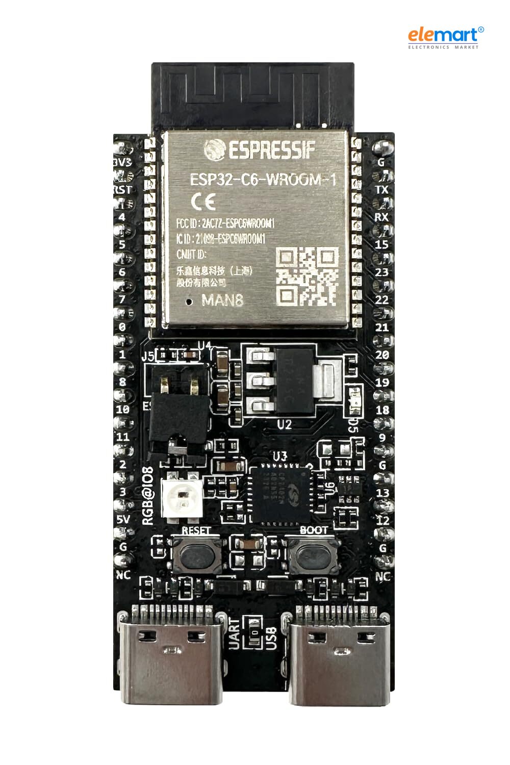Espressif ESP32-C6-DevKitC-1-N8 Development Board | Wi-Fi 6, Bluetooth 5 LE, Zigbee & Thread