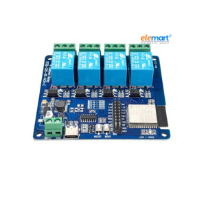 ESP32 WiFi 4-Channel 5V 10A Relay Module with Optocoupler Isolation (5-28V Input) – Industrial Grade