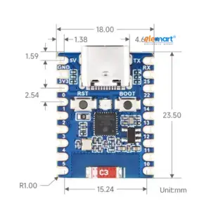 ESP32-H2-Zero-M Mini Development Board with Pin Header
