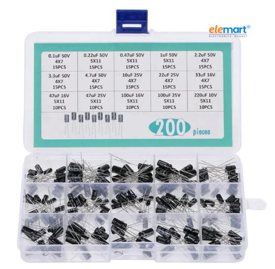 15 Value Electrolytic Capacitor Kit with Box 200PC