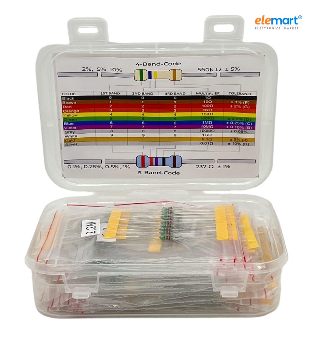 AVS Components 500 Pcs Assorted Resistors Kit, 50 Values