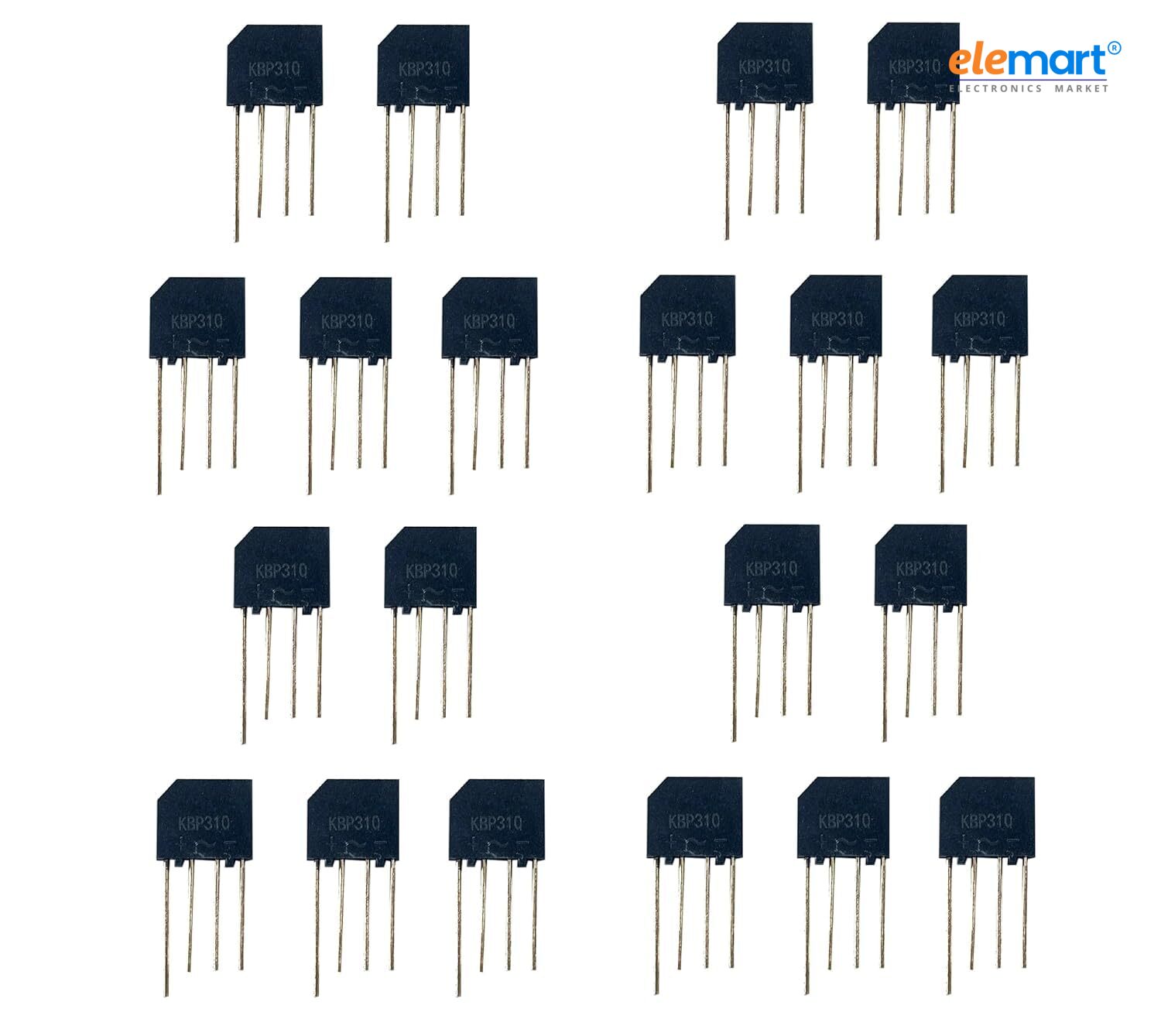 Wizzo KBP310 3 Amp 1000V Bridge Rectifier Diode Single Phase, 4 PIN, Throught Hole Bridge Rectifier
