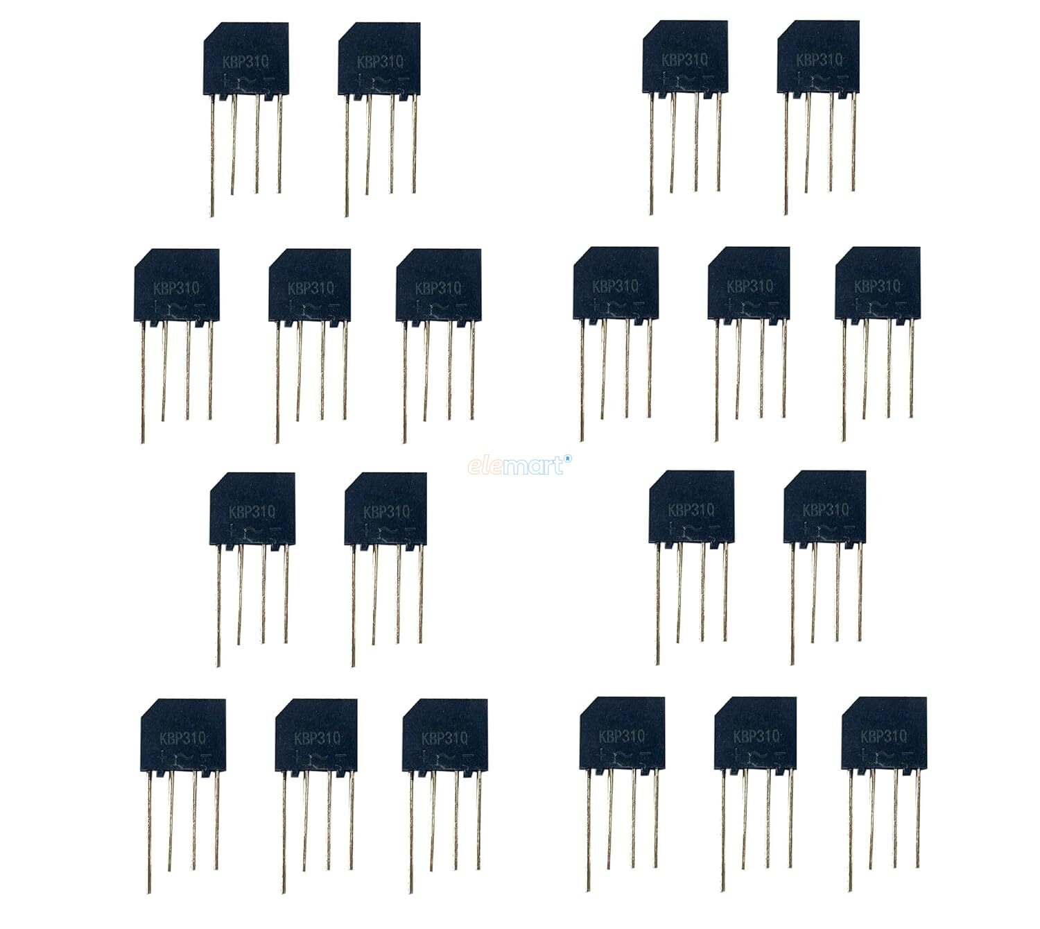 Wizzo KBP310 3 Amp 1000V Bridge Rectifier Diode Single Phase, 4 PIN, Throught Hole Bridge Rectifier