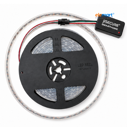 jiSECURE Smart LED Strip Controller With LED Strips | App-Controlled 5V Addressable LED Controller | Multiple Lighting Effects