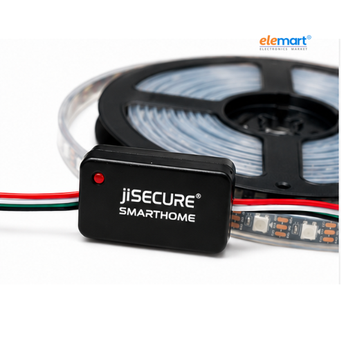 jiSECURE Smart LED Strip Controller With LED Strips | App-Controlled 5V Addressable LED Controller | Multiple Lighting Effects