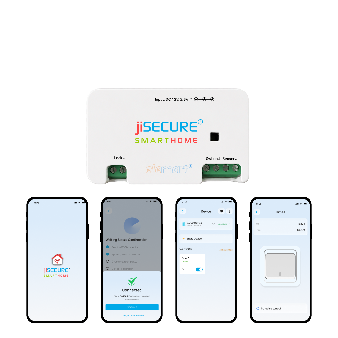 jiSECURE Smart Door Lock Controller with Electronic Lock, WiFi and Bluetooth Connectivity, App-Based Access Control, Android and iOS Compatible
