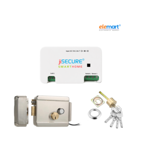 jiSECURE Smart Door Lock Controller with Electronic Lock, WiFi and Bluetooth Connectivity, App-Based Access Control, Android and iOS Compatible