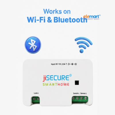 jiSECURE Smart Door Lock Controller, WiFi and Bluetooth Enabled, App-Based Access Control, Android and iOS Support