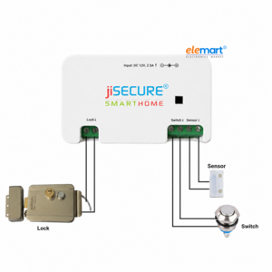 jiSECURE Smart Door Lock Controller, WiFi and Bluetooth Enabled, App-Based Access Control, Android and iOS Support